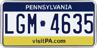 PA license plate LGM4635