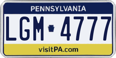 PA license plate LGM4777