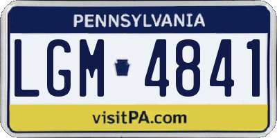 PA license plate LGM4841