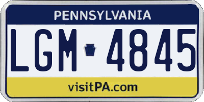 PA license plate LGM4845