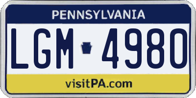 PA license plate LGM4980