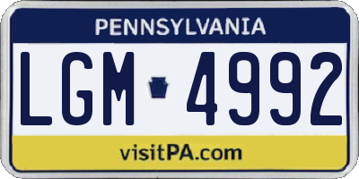 PA license plate LGM4992