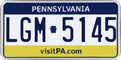 PA license plate LGM5145