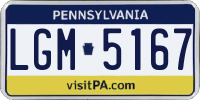 PA license plate LGM5167