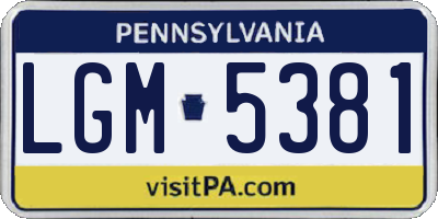 PA license plate LGM5381
