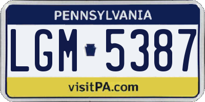 PA license plate LGM5387
