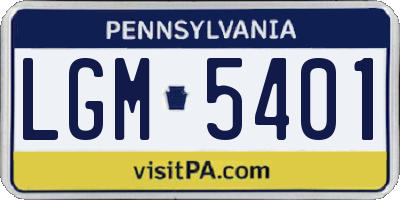 PA license plate LGM5401