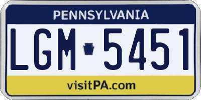 PA license plate LGM5451