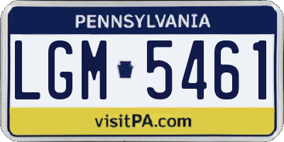 PA license plate LGM5461