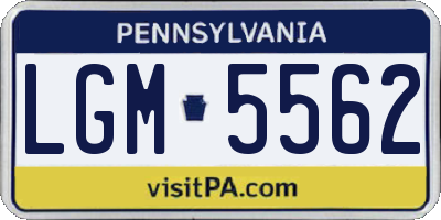 PA license plate LGM5562
