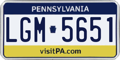 PA license plate LGM5651