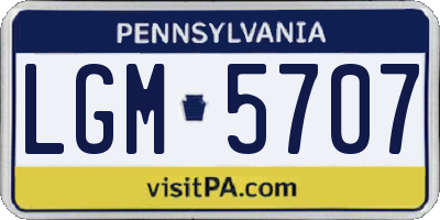PA license plate LGM5707