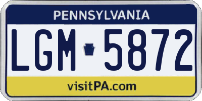 PA license plate LGM5872