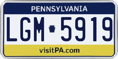 PA license plate LGM5919