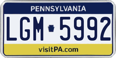 PA license plate LGM5992