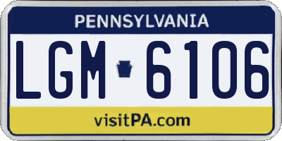 PA license plate LGM6106