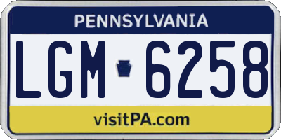 PA license plate LGM6258