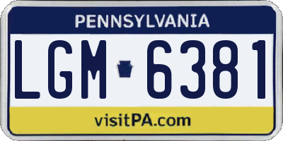 PA license plate LGM6381