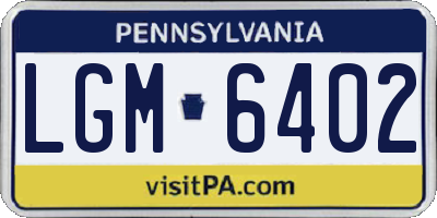 PA license plate LGM6402