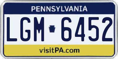 PA license plate LGM6452