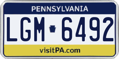 PA license plate LGM6492