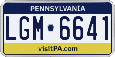 PA license plate LGM6641