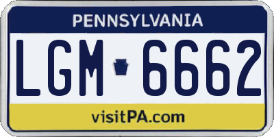PA license plate LGM6662