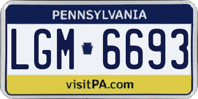 PA license plate LGM6693
