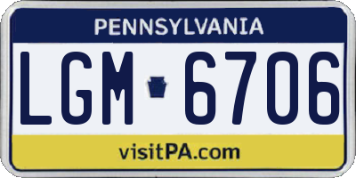 PA license plate LGM6706
