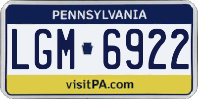 PA license plate LGM6922