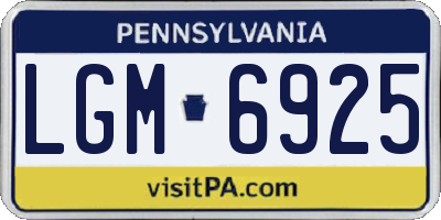 PA license plate LGM6925