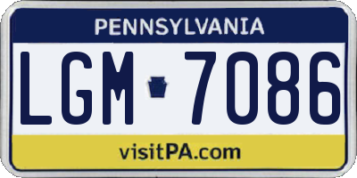 PA license plate LGM7086