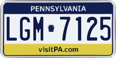 PA license plate LGM7125