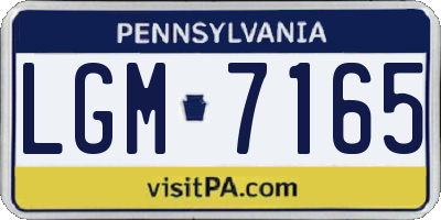 PA license plate LGM7165