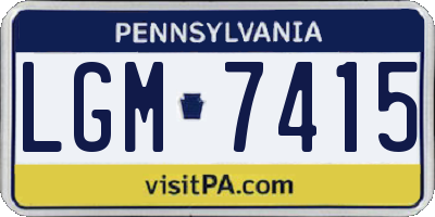 PA license plate LGM7415