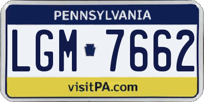 PA license plate LGM7662