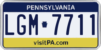 PA license plate LGM7711