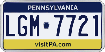 PA license plate LGM7721