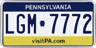PA license plate LGM7772
