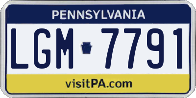 PA license plate LGM7791