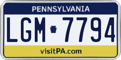 PA license plate LGM7794