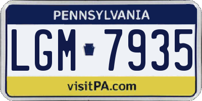 PA license plate LGM7935