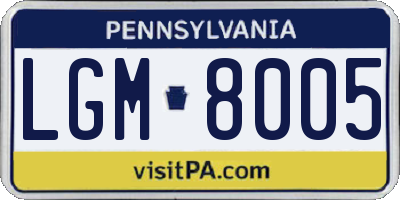 PA license plate LGM8005
