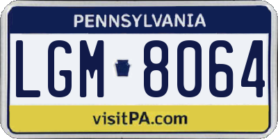 PA license plate LGM8064