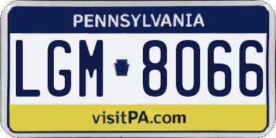 PA license plate LGM8066
