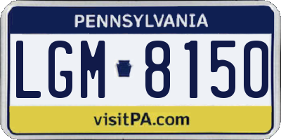 PA license plate LGM8150