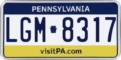 PA license plate LGM8317