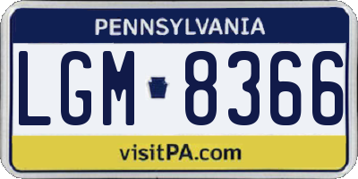 PA license plate LGM8366