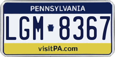 PA license plate LGM8367