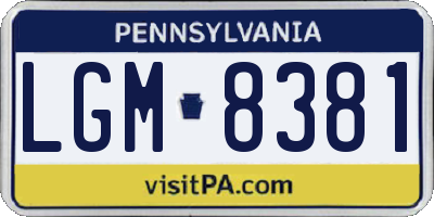 PA license plate LGM8381